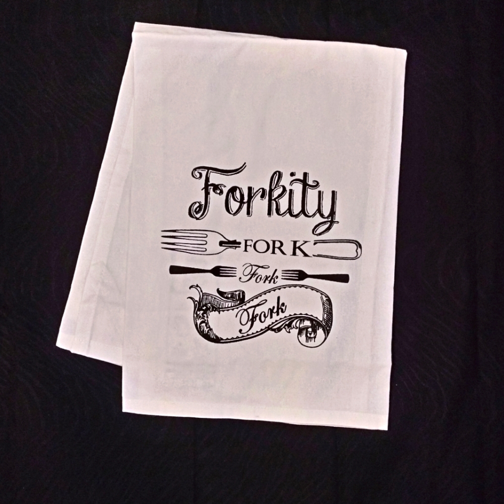 Censored Naughty Kitchen Towel "Forkity Fork Fork Fork"